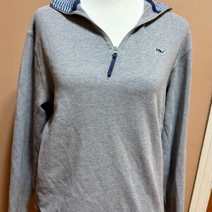 Vineyard Vines Heather Gray Quarter Zip Sweater